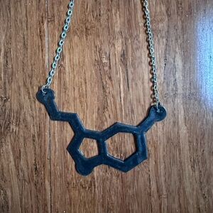 Black Serotonin Molecule Resin Necklace